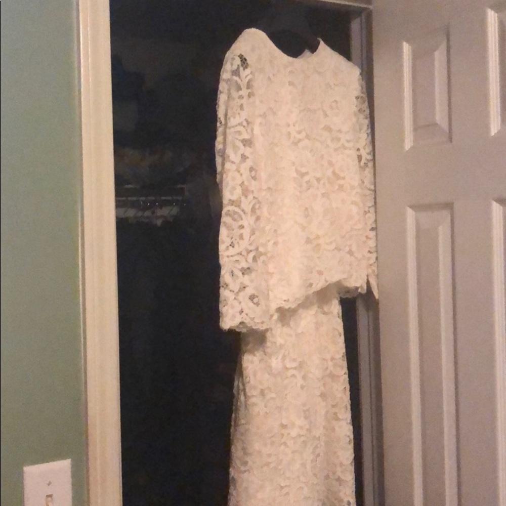 Kate Spade 2 piece off white fancy lace suit.